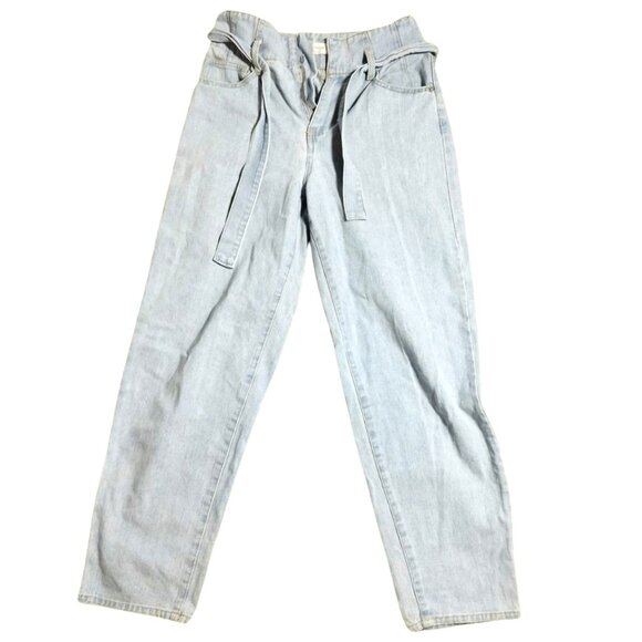 Ardene Mom Jeans Size 0 Light Wash High-Rise Paperbag Waist - Picture 1 of 7